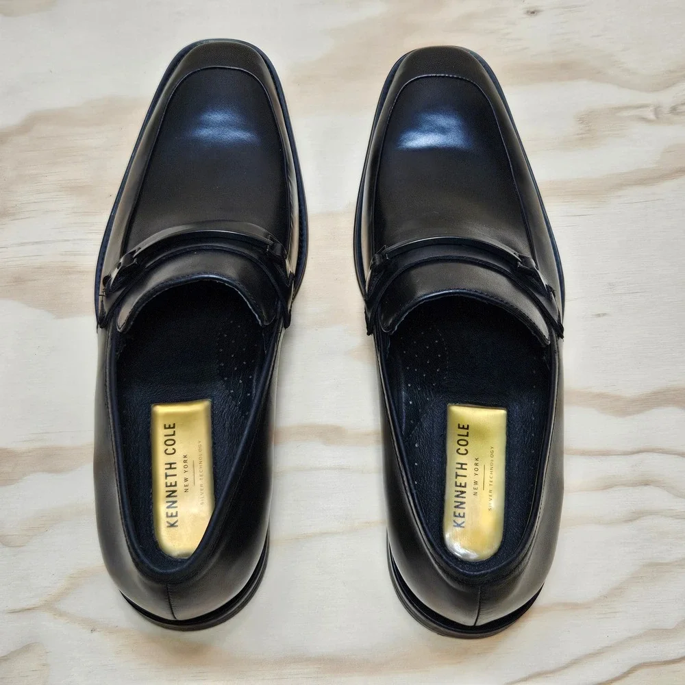 Kenneth Cole New York Mens North Shore Black Leather Bit Loafers 10.5 M